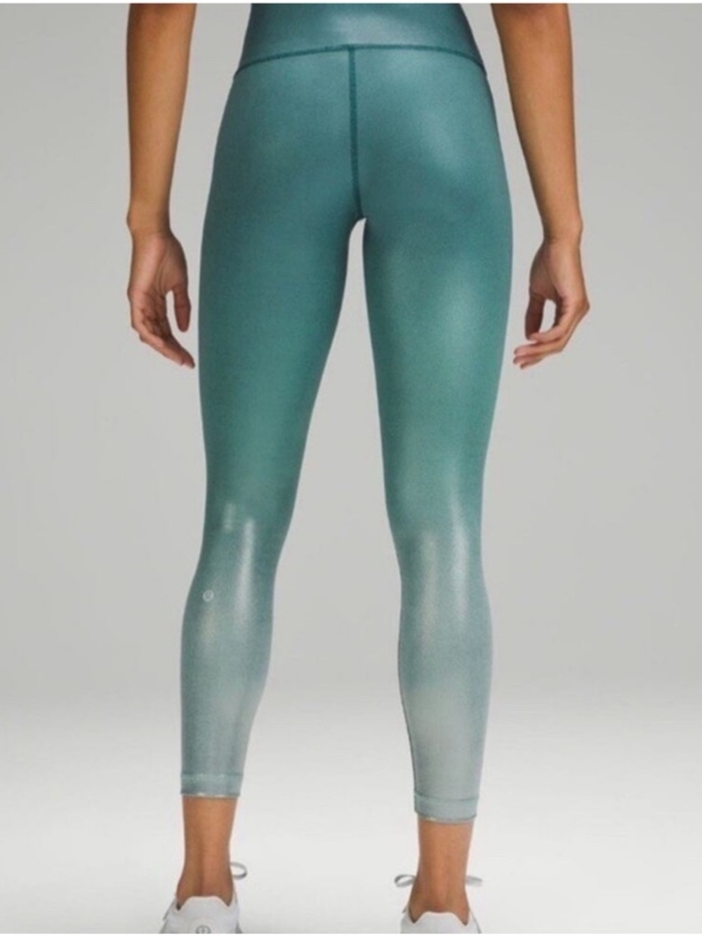 Lululemon Wonder Train HR Ombré Foil High-Waist Teal Ombré Leggings Sz L
